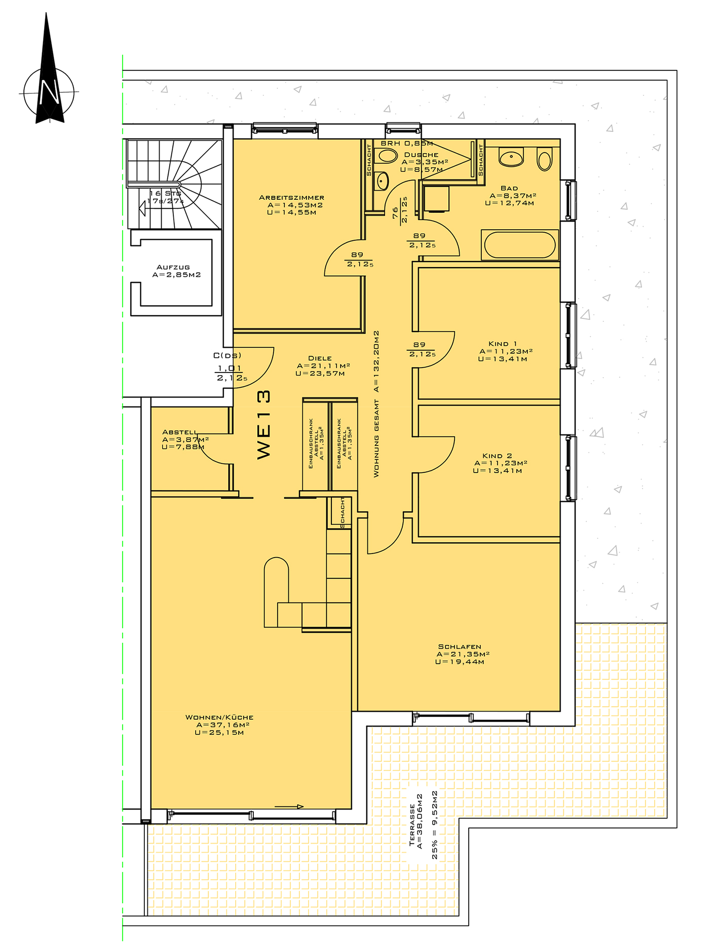 Wohnungsgrundrisse WE 5s ZI